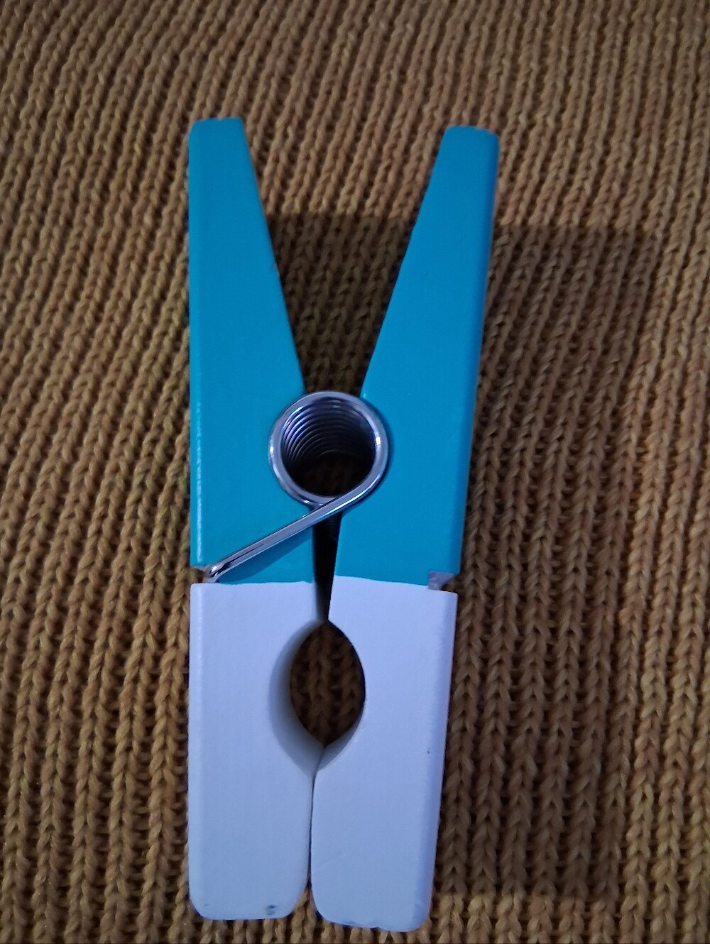 Vintage Huge Turquoise and White Decorative Clothespin Clip - Home Accents